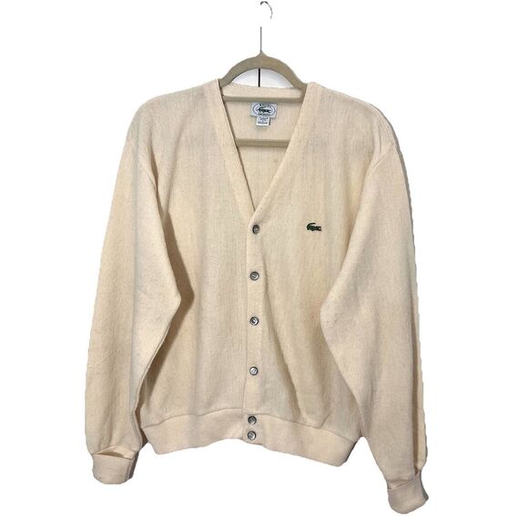 Vintage Izod Lacoste Cardigan Mens L Grandpa  Alligator Logo Acrylic Grunge - Picture 1 of 10